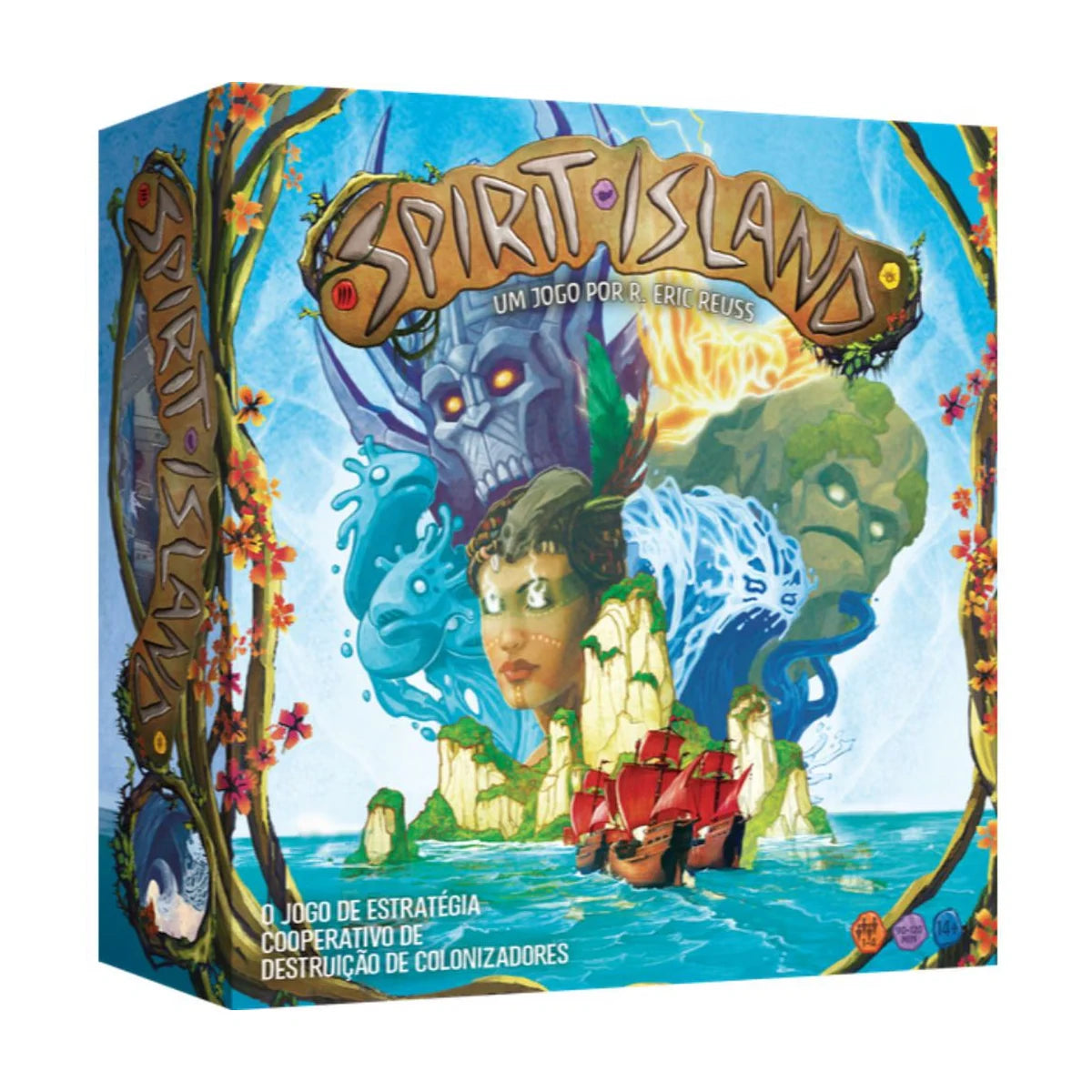 Spirit Island cooperative strategy board game box front angled view