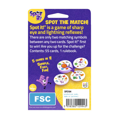 Spot It Classic card game back packaging with game details