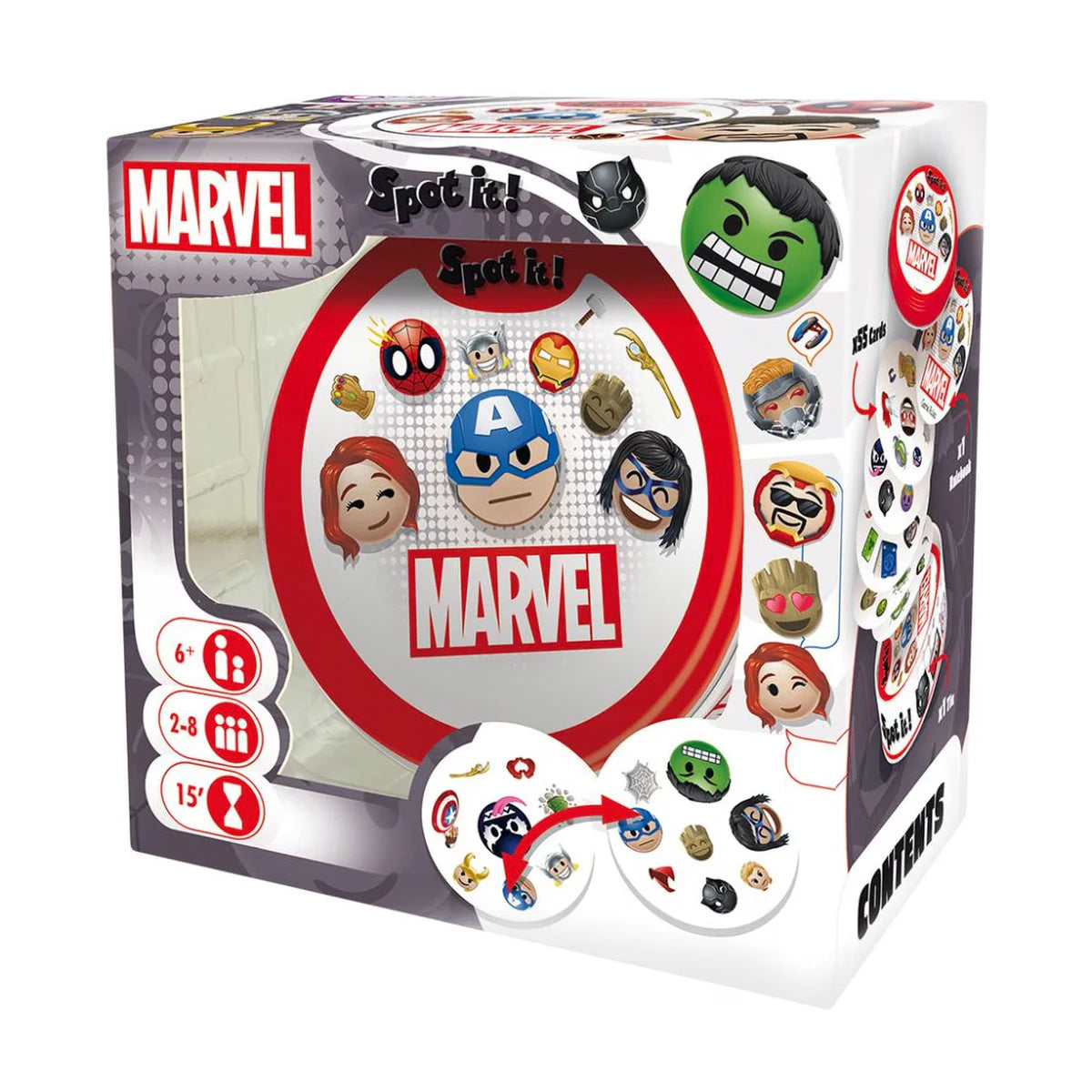 Spot It Marvel card game retail box front
