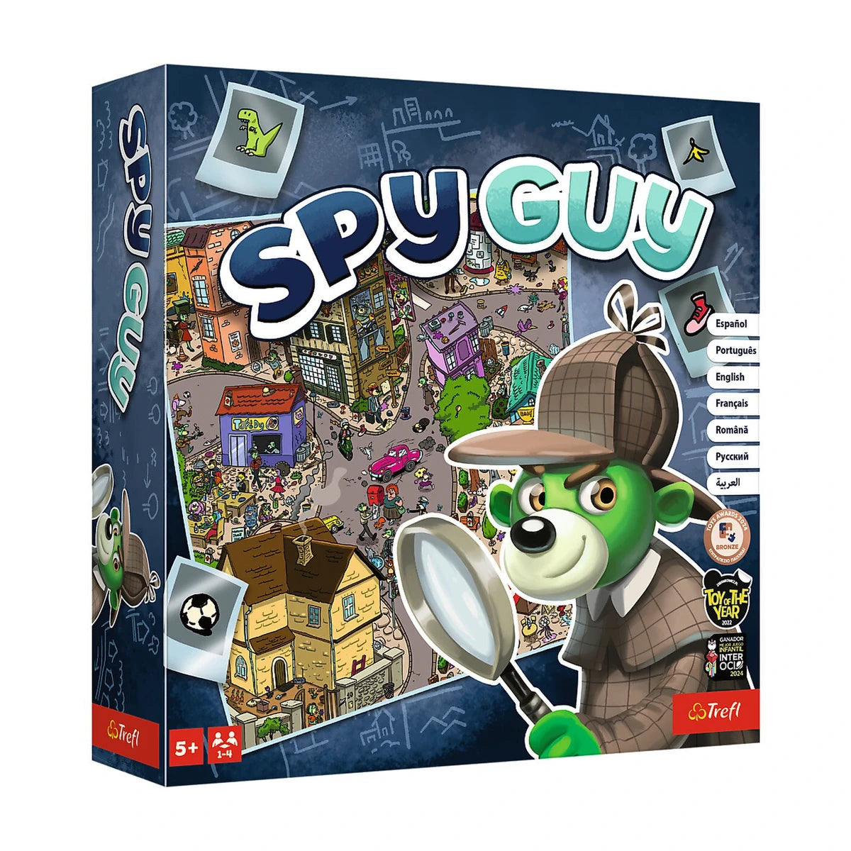 Spy Guy Board Game Trefl box front showing detective character and hidden object city artwork