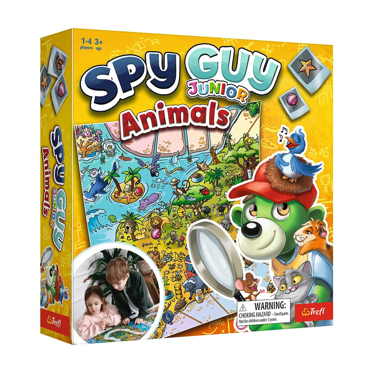 Spy Guy Junior Animals Trefl board game box front for ages 3 plus with animal search artwork