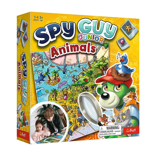 Spy Guy Junior Animals Trefl board game box front for ages 3 plus with animal search artwork