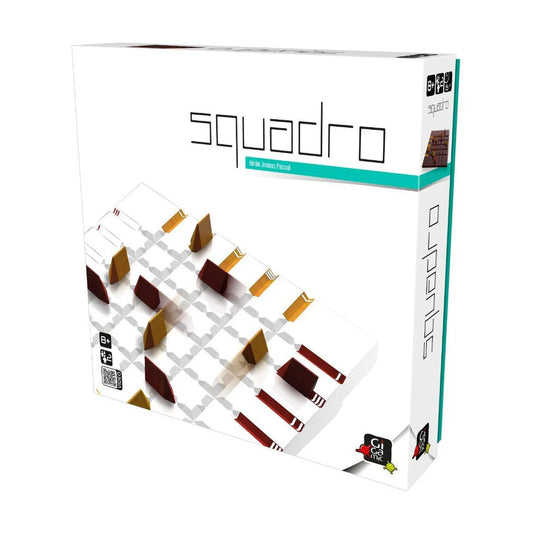 Squadro abstract strategy board game box with modern classic wooden game artwork