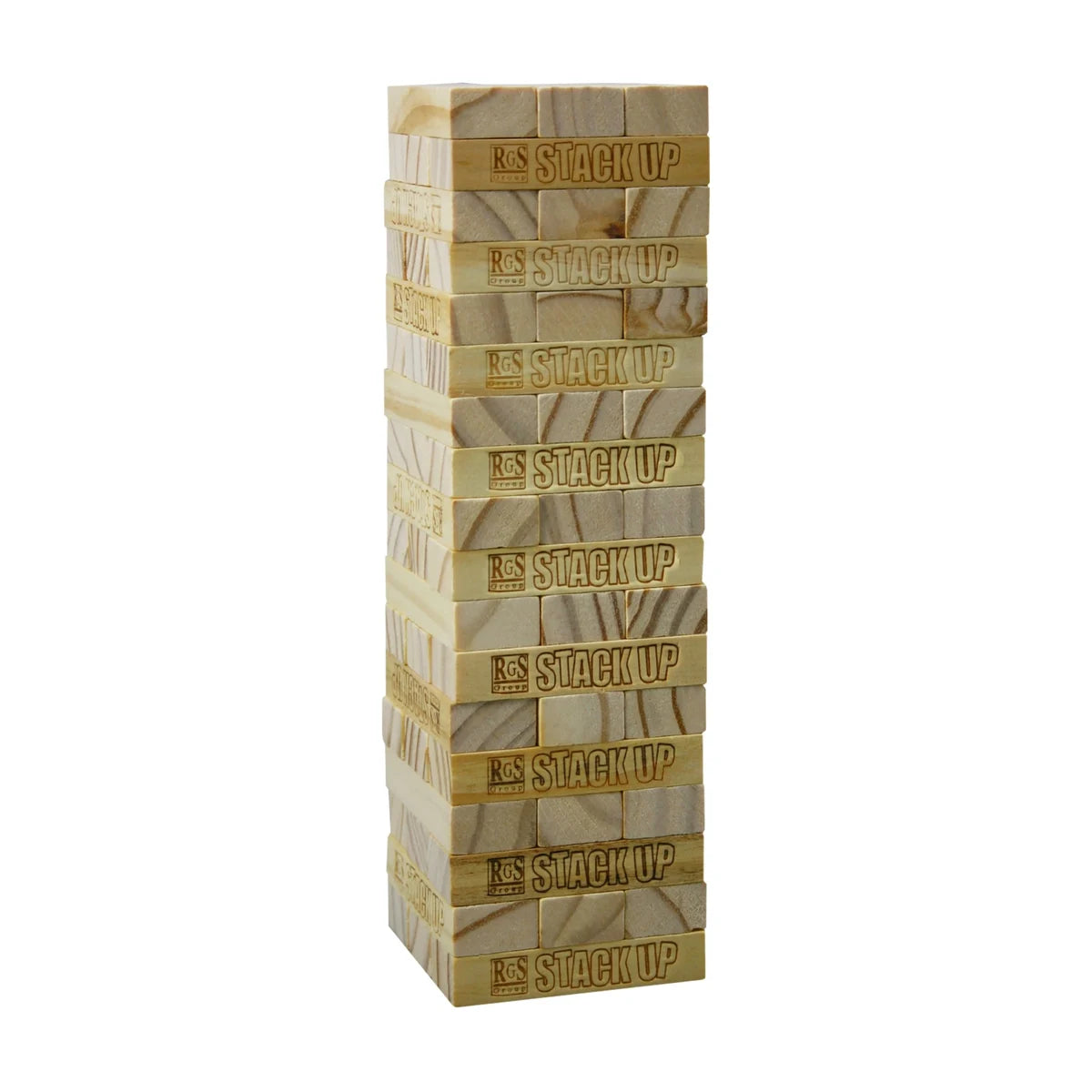 Stack Up 54 wooden blocks stacked into a tower for classic family game play