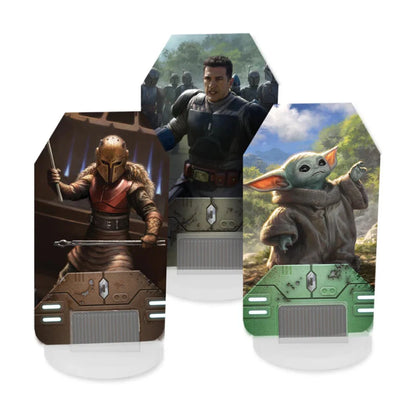 Sworn to the Creed expansion character standees including Grogu and Mandalorians