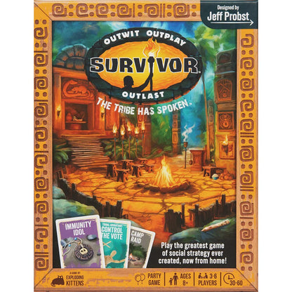 Survivor The Tribe Has Spoken card game box front showing Tribal Council artwork