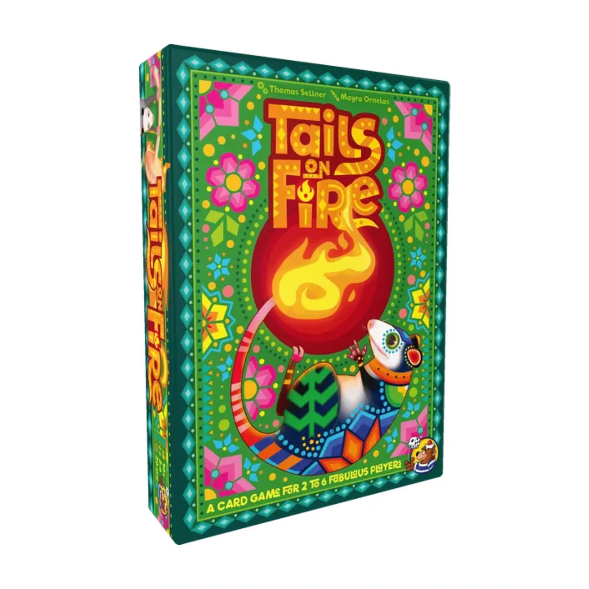 Tails on Fire card game angled box front