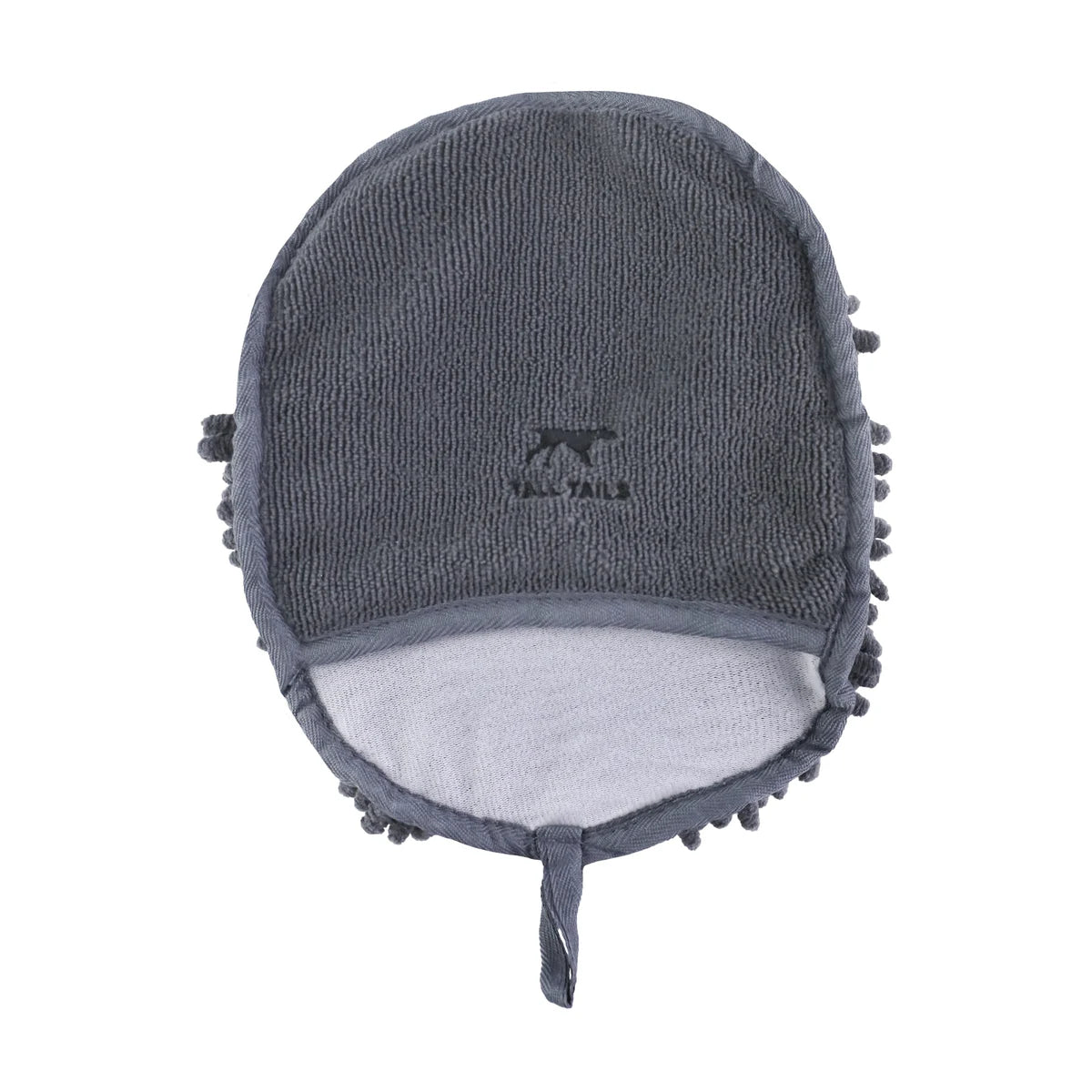 Inside view of Tall Tails Wet Paws Dog Drying Mitt showing hand pocket