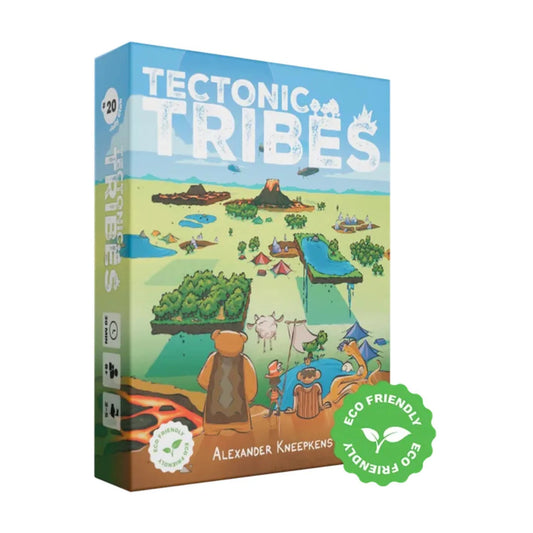Tectonic Tribes Card Game box by Jolly Dutch featuring the illustrated world of Joldu