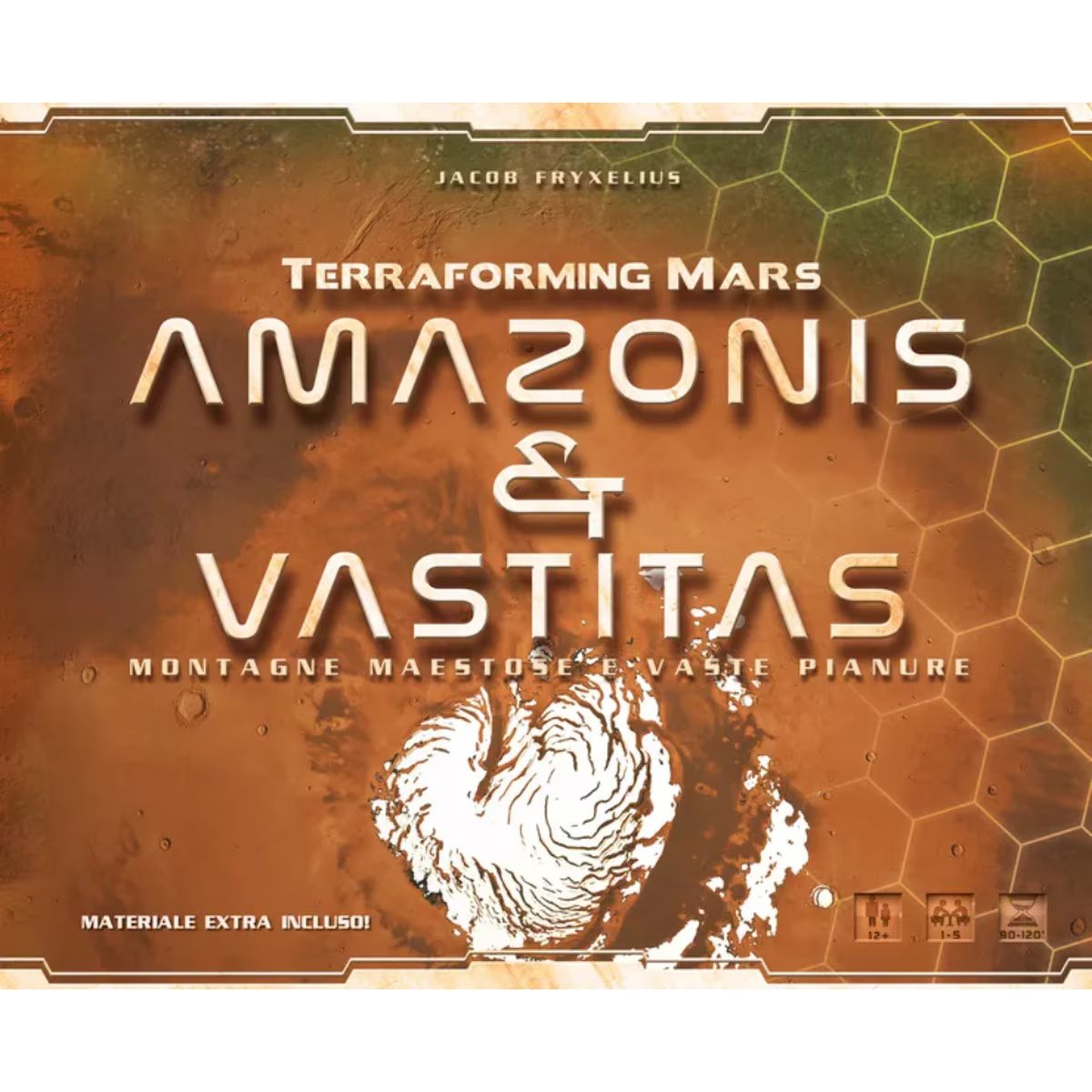 Terraforming Mars Amazonis and Vastitas board game expansion cover featuring the two new Mars map regions