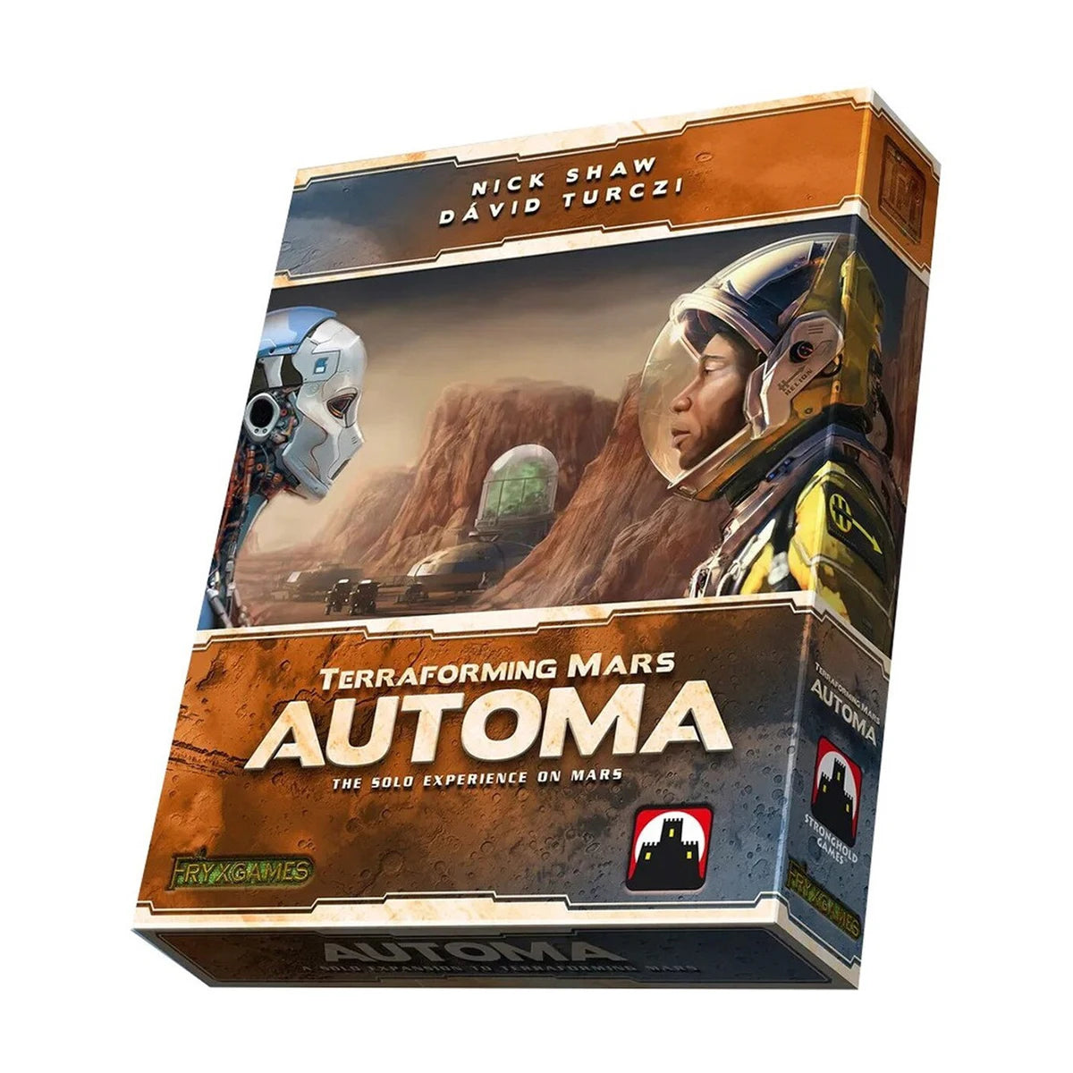 Terraforming Mars Automa solo board game expansion box featuring an astronaut and MarsBot on Mars