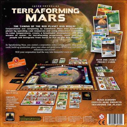 Terraforming Mars board game back box with game overview and contents