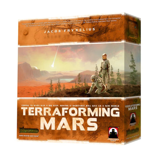 Terraforming Mars board game front box by FryxGames and Stronghold Games