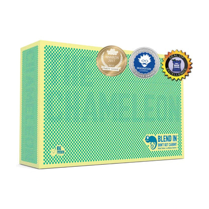 The Chameleon social deduction party game box with green and yellow design