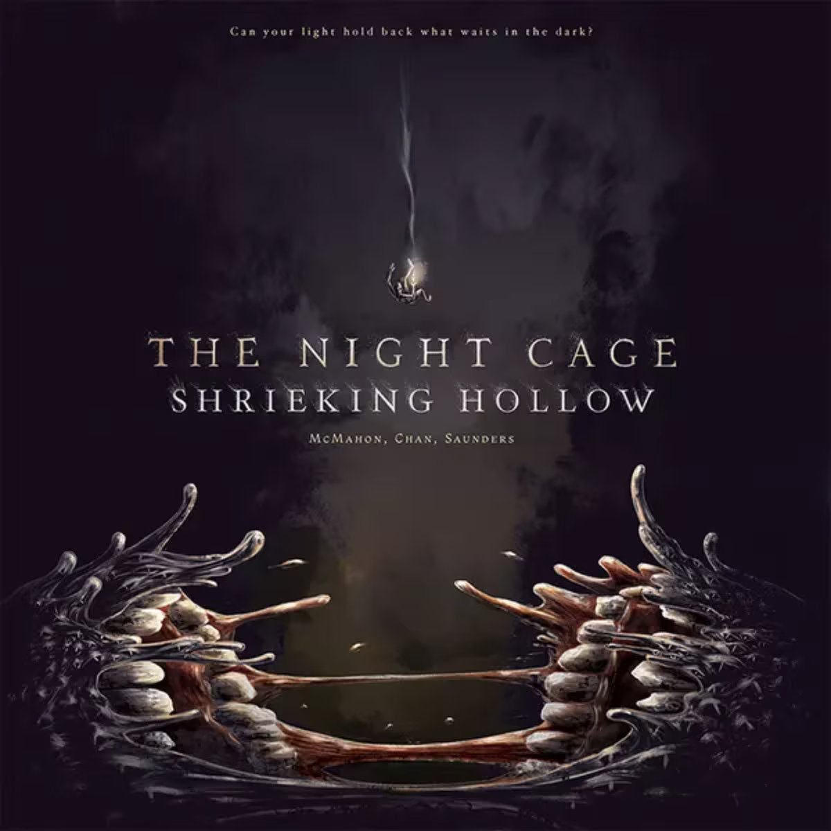 The Night Cage Shrieking Hollow expansion cover featuring a falling prisoner above a dark monstrous Hollow