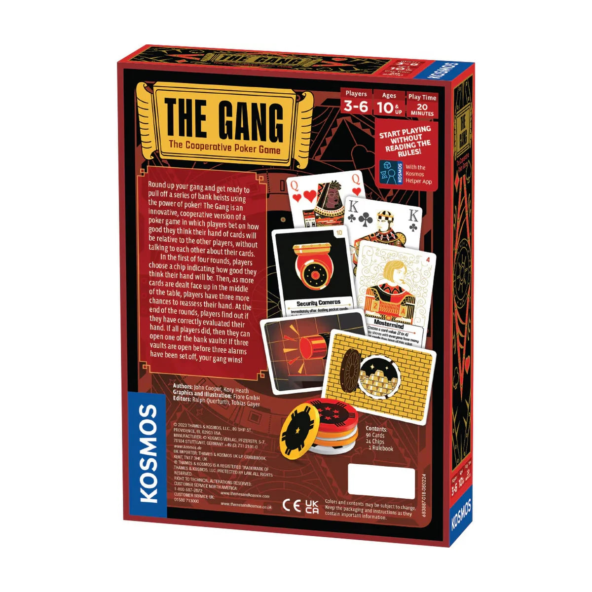 The Gang cooperative poker card game back box with gameplay details