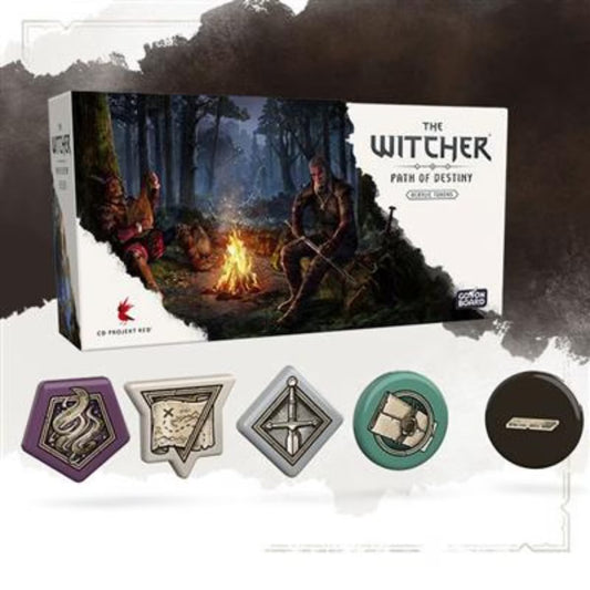 The Witcher Path of Destiny acrylic tokens accessory pack with symbol tokens for core game upgrade