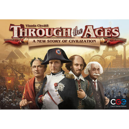 Through the Ages A New Story of Civilization cover artwork with historical leaders and CGE logo