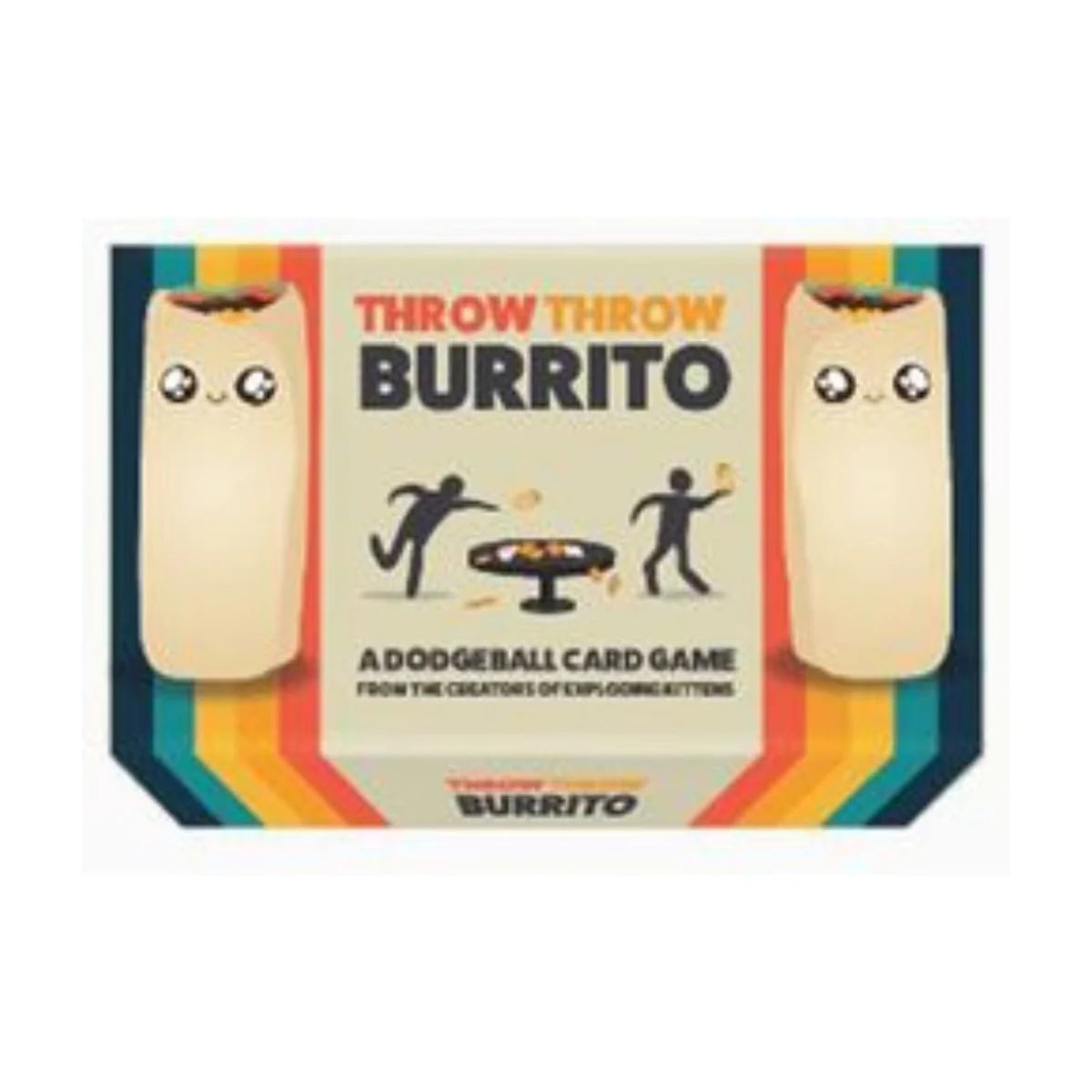 Throw Throw Burrito dodgeball card game box with foam burrito characters