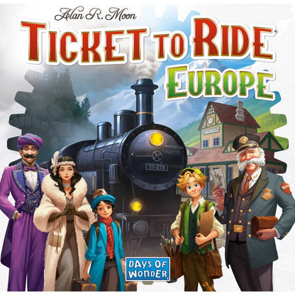 Ticket to Ride Europe 2026 Refresh cover artwork showing a steam train and travellers at a European station