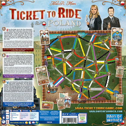 Ticket to Ride Poland expansion map showing Polish railway routes and neighbouring countries