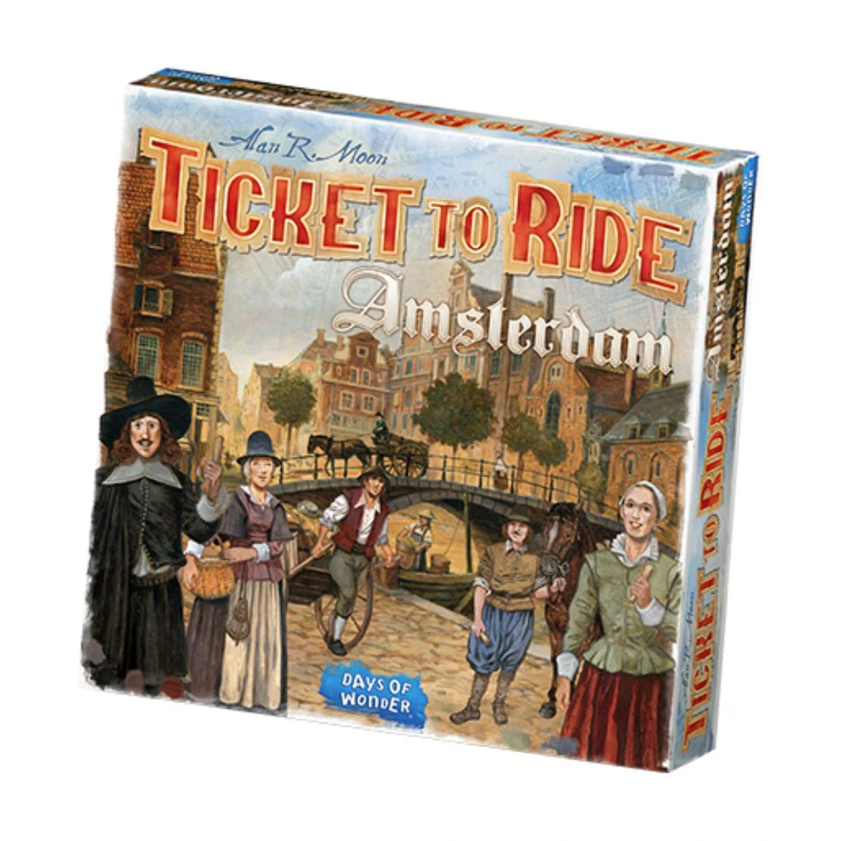 Ticket to Ride Amsterdam standalone board game box front by Days of Wonder for 2 to 4 players