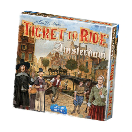 Ticket to Ride Amsterdam standalone board game box front by Days of Wonder for 2 to 4 players
