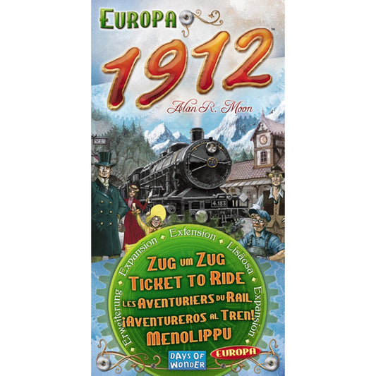 Ticket to Ride Europa 1912 Expansion front cover with train artwork and Days of Wonder branding