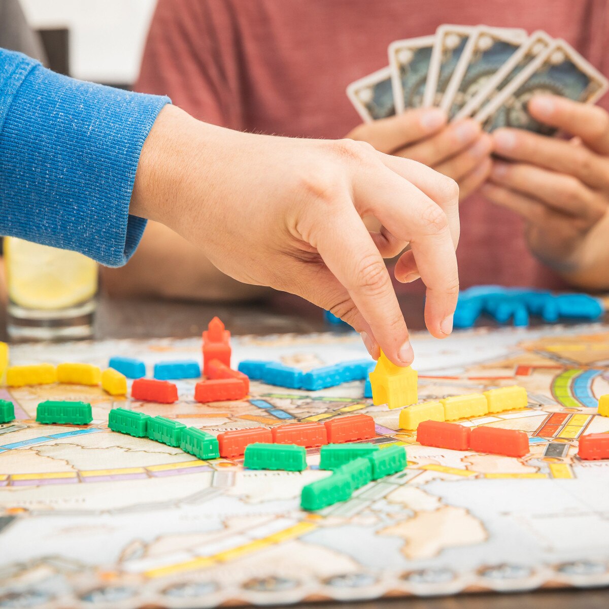 Ticket to Ride Europe board game being played at a table