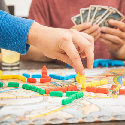 Ticket to Ride Europe board game being played at a table
