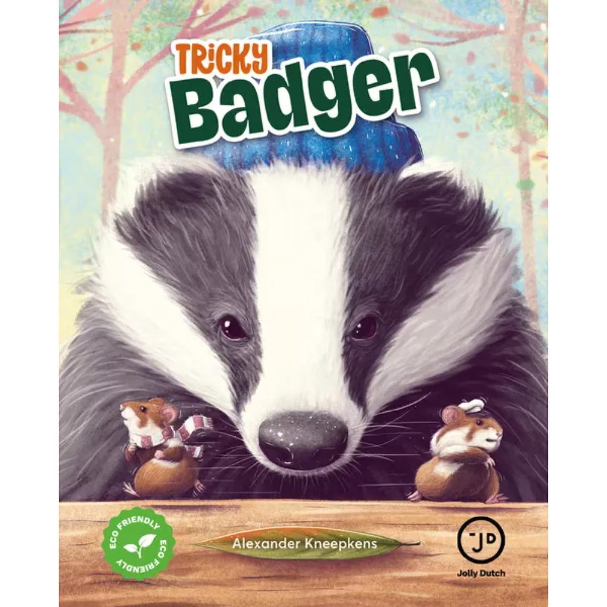 Tricky Badger Card Game front cover artwork featuring a European badger and two hamsters