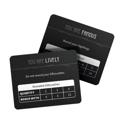 Twisted Cryptids Hidden Trait cards showing secret objectives and bonus Myth scoring
