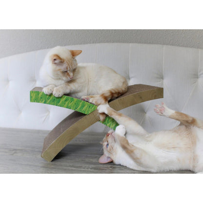 Two cats playing with Catstages Easy Life Hammock Cat Scratcher