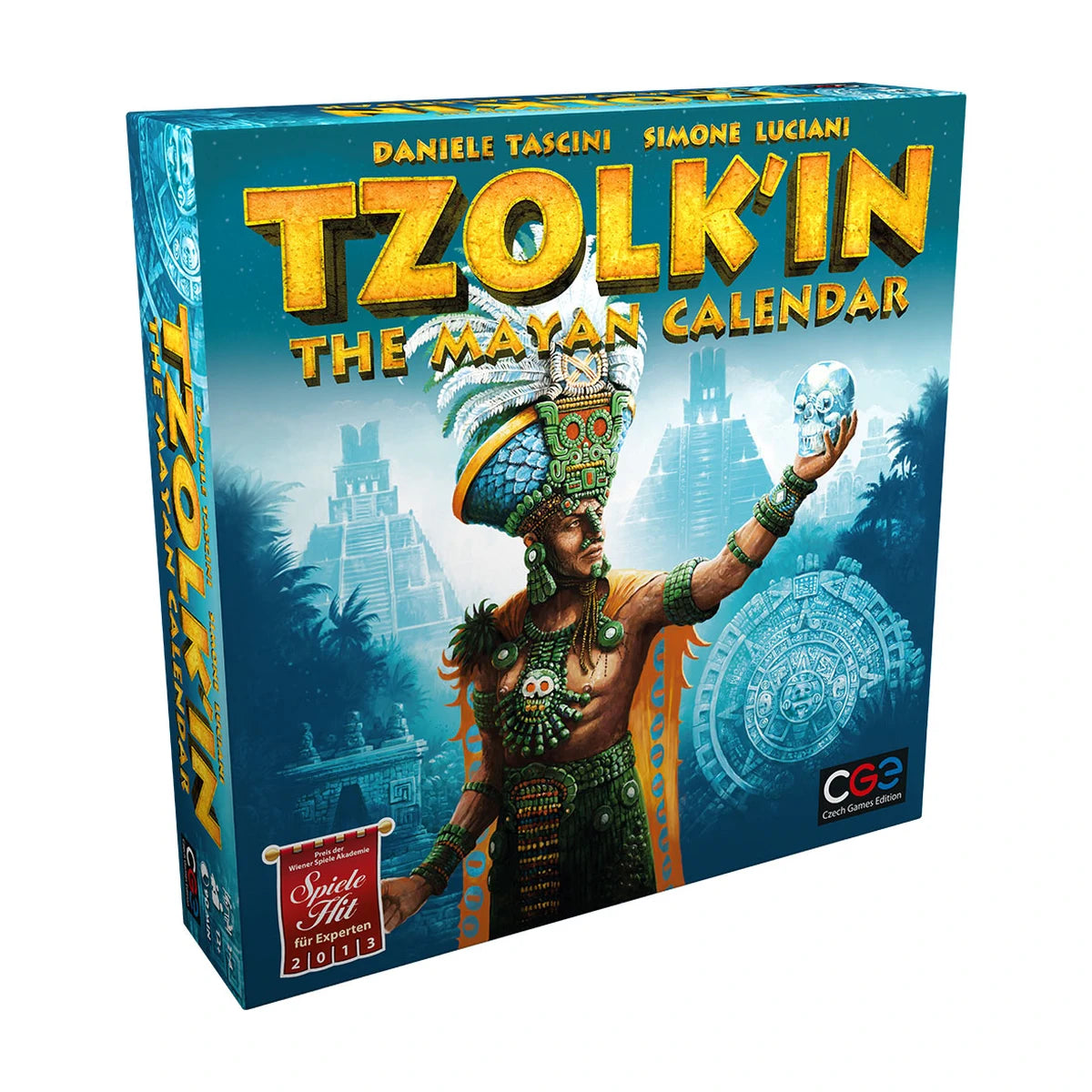 Tzolk’in The Mayan Calendar strategy board game box front with Mayan artwork
