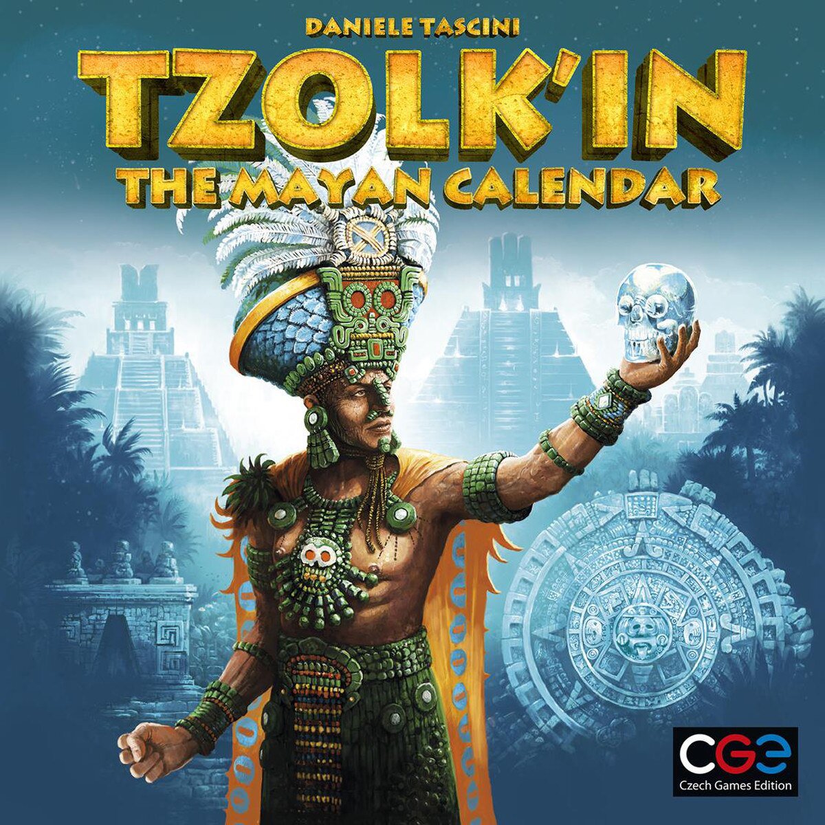 Tzolk’in The Mayan Calendar front cover artwork with Mayan calendar and temple theme