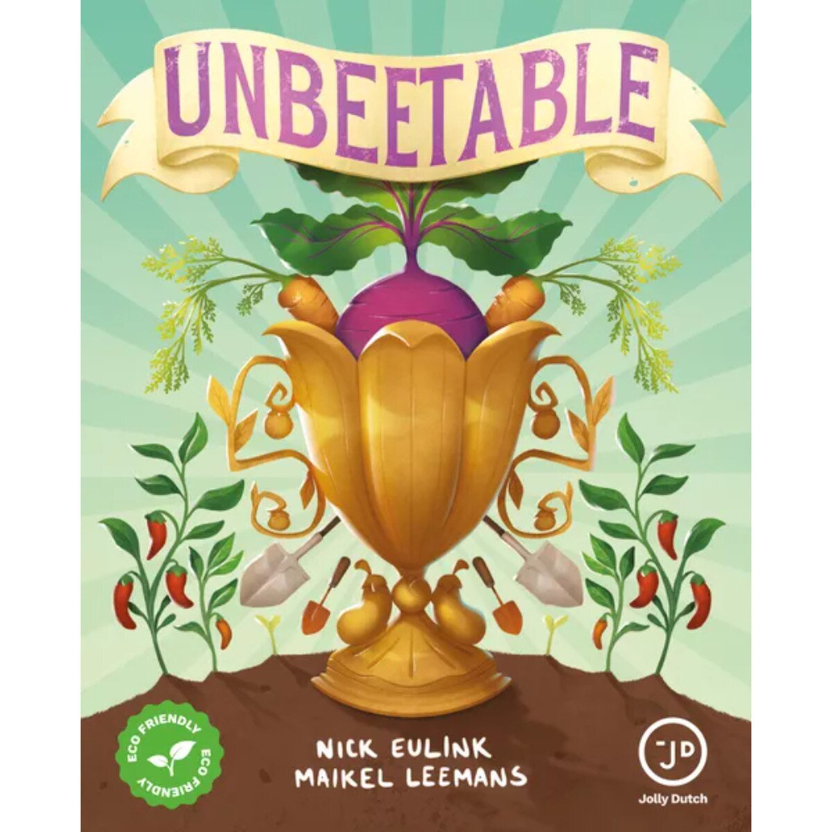 Unbeetable card game cover artwork featuring vegetable garden trophy and plants