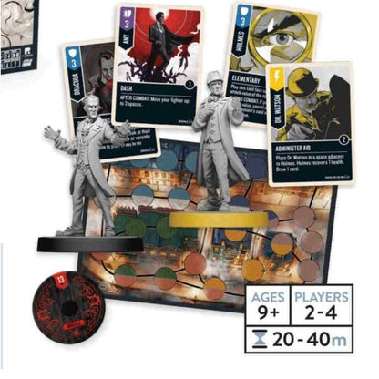 Unmatched Cobble and Fog battlefield, miniatures, cards and health dial