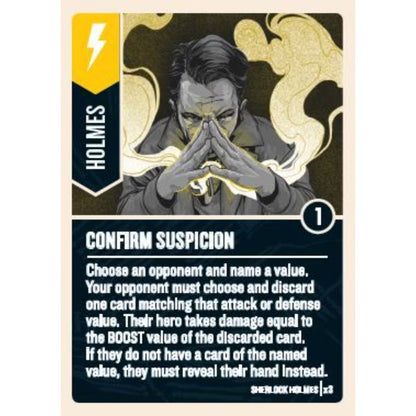 Sherlock Holmes Confirm Suspicion card from Unmatched Cobble and Fog