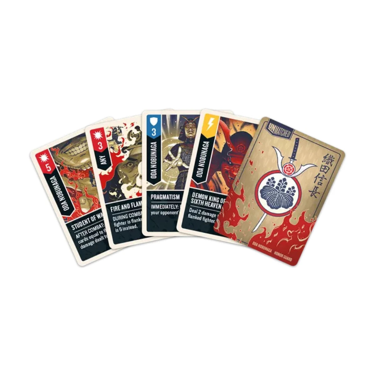 Oda Nobunaga action cards from Unmatched Sun’s Origin 2 player tactical board game