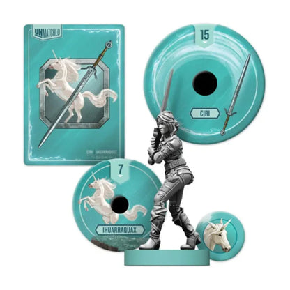 Ciri and Ihuarraquax components for Unmatched The Witcher Steel and Silver board game