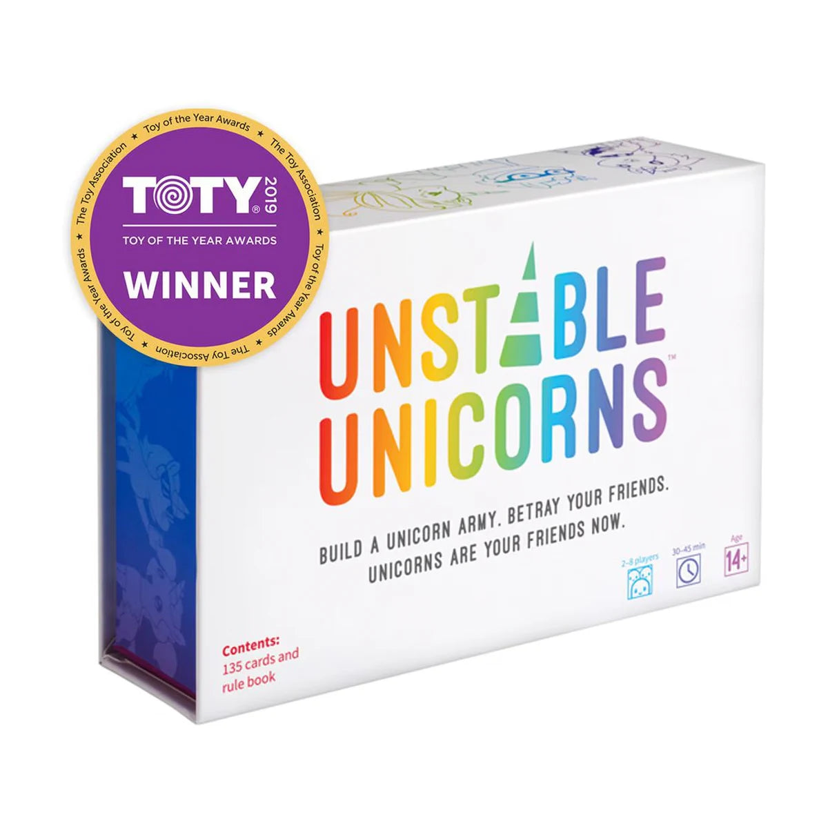 Unstable Unicorns base game card game second angled box view