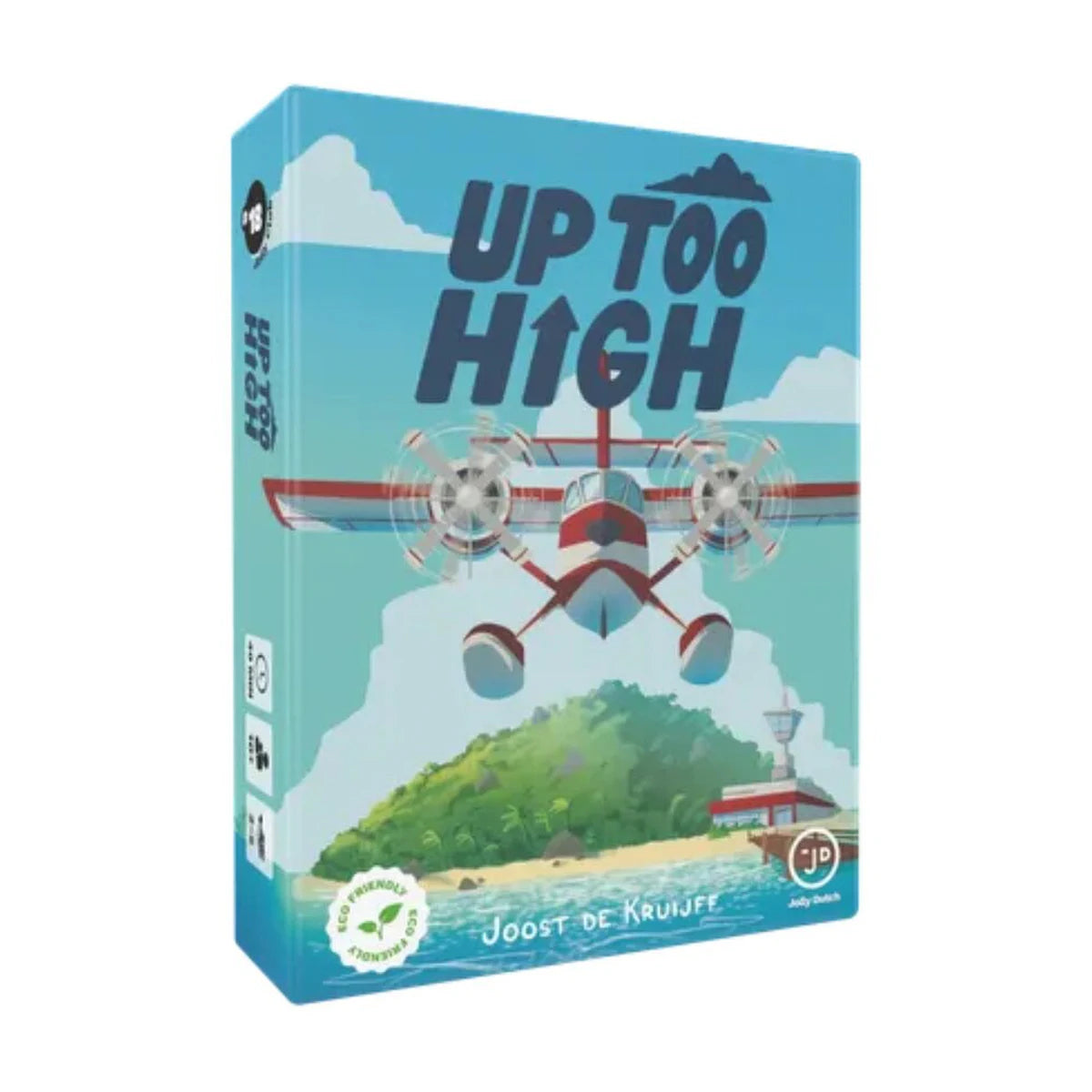 Up Too High Card Game box by Jolly Dutch featuring an aeroplane flying over an island