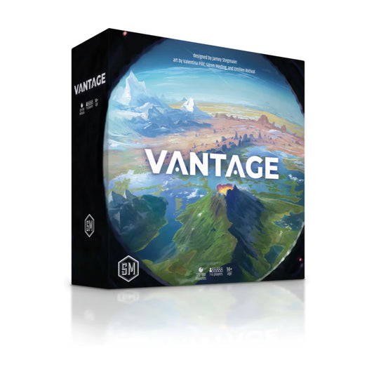 Vantage open world cooperative adventure board game box by Stonemaier Games for 1 to 6 players