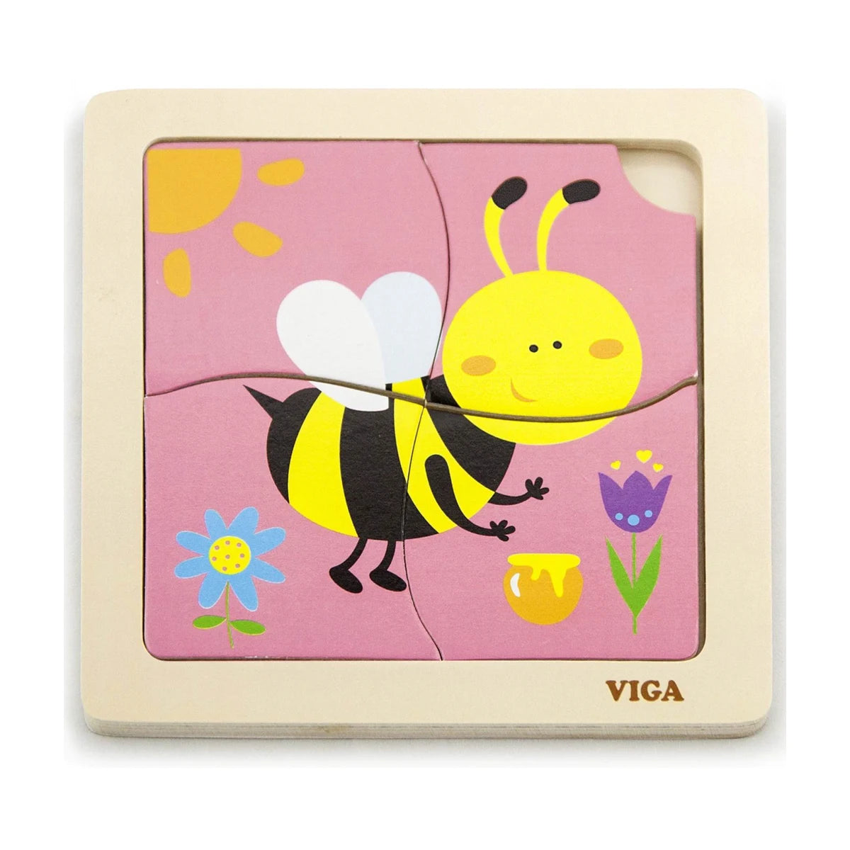Viga wooden 4-piece bee puzzle for young children