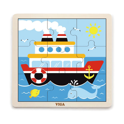 Viga wooden 9-piece boat puzzle for children