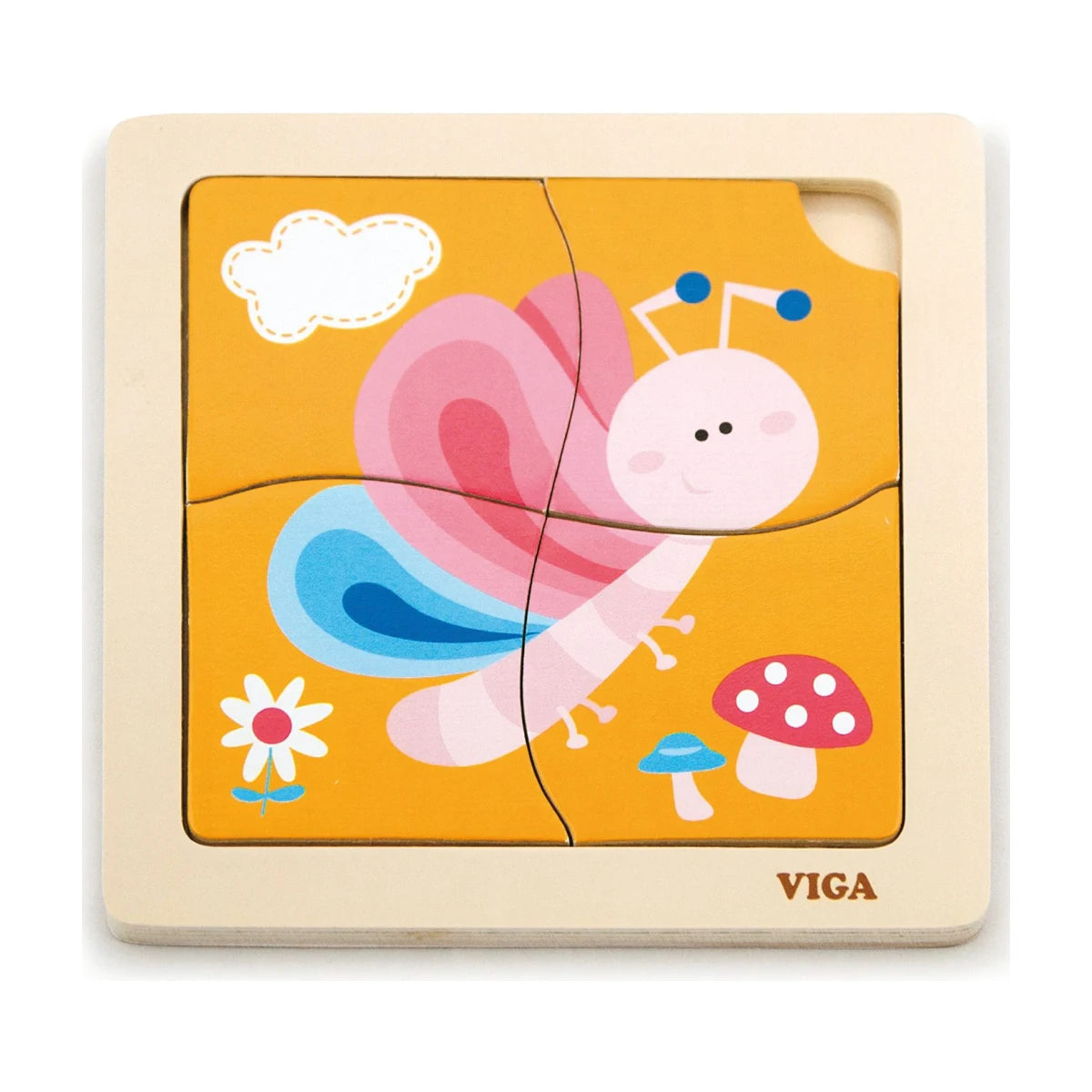 Viga wooden 4-piece butterfly puzzle for young children