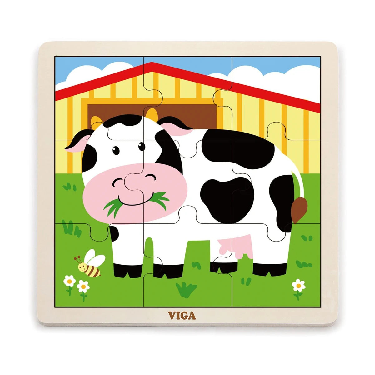 Viga wooden 9-piece cow puzzle for children