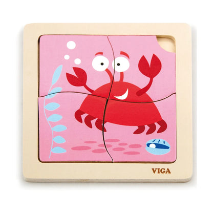 Viga wooden 4-piece crab puzzle for young children