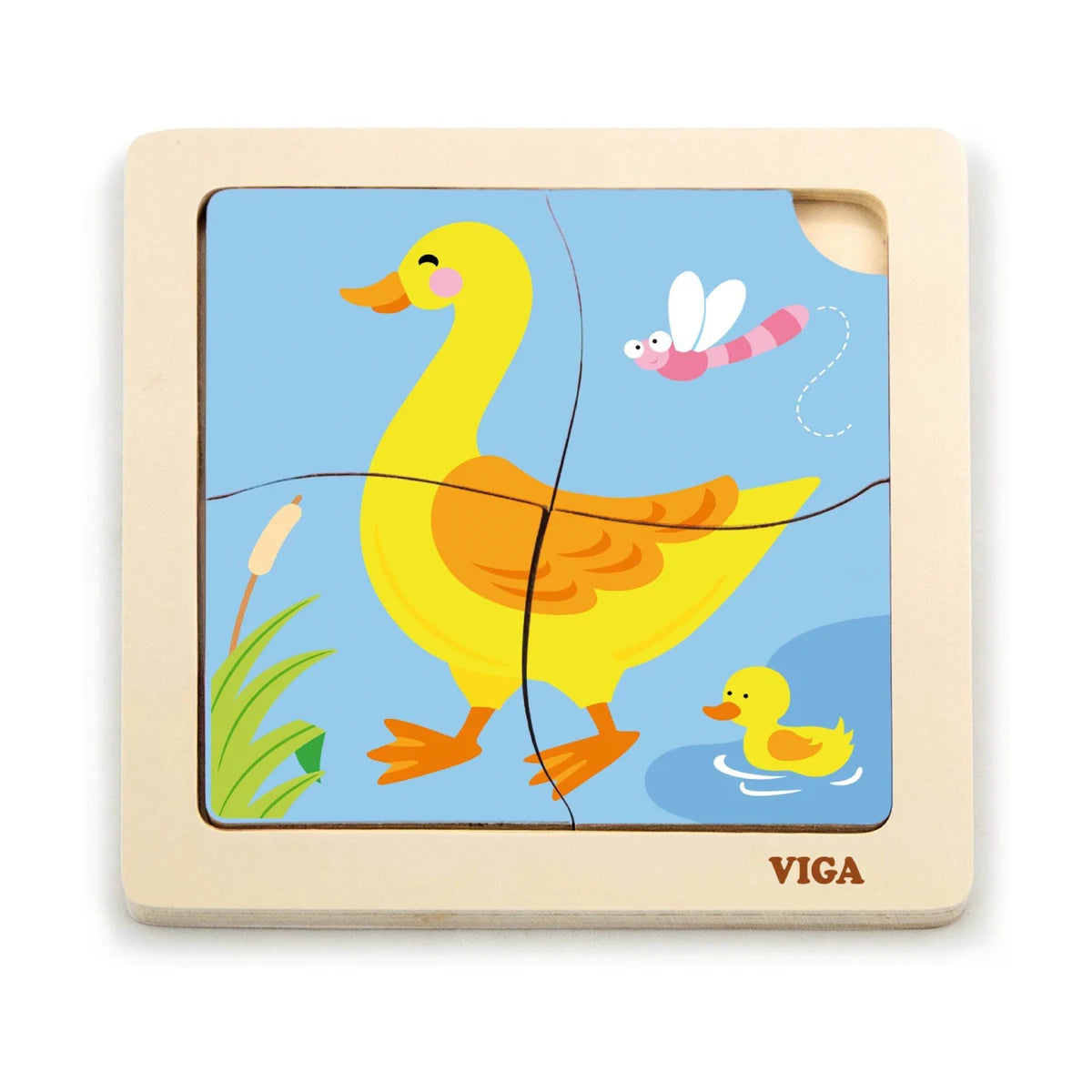 Viga wooden 4-piece duck puzzle for young children