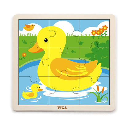 Viga wooden 9-piece duck puzzle for children